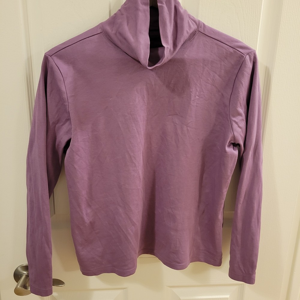 Set Of Two L.L. Bean Lavender Supima Cotton And A Blue Turtleneck.